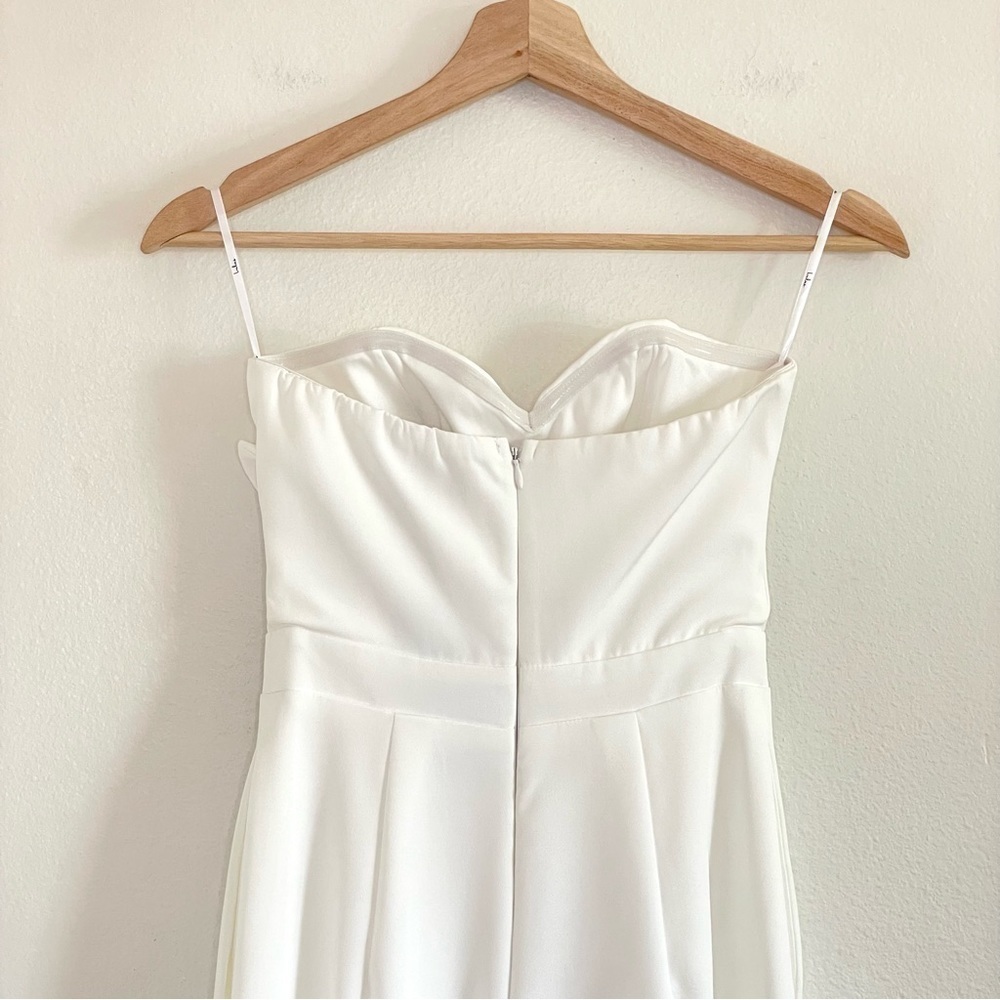 NWT Lulus Won A Heart Strapless Sweetheart Wide Leg Jumpsuit White XS - Picture 9 of 16